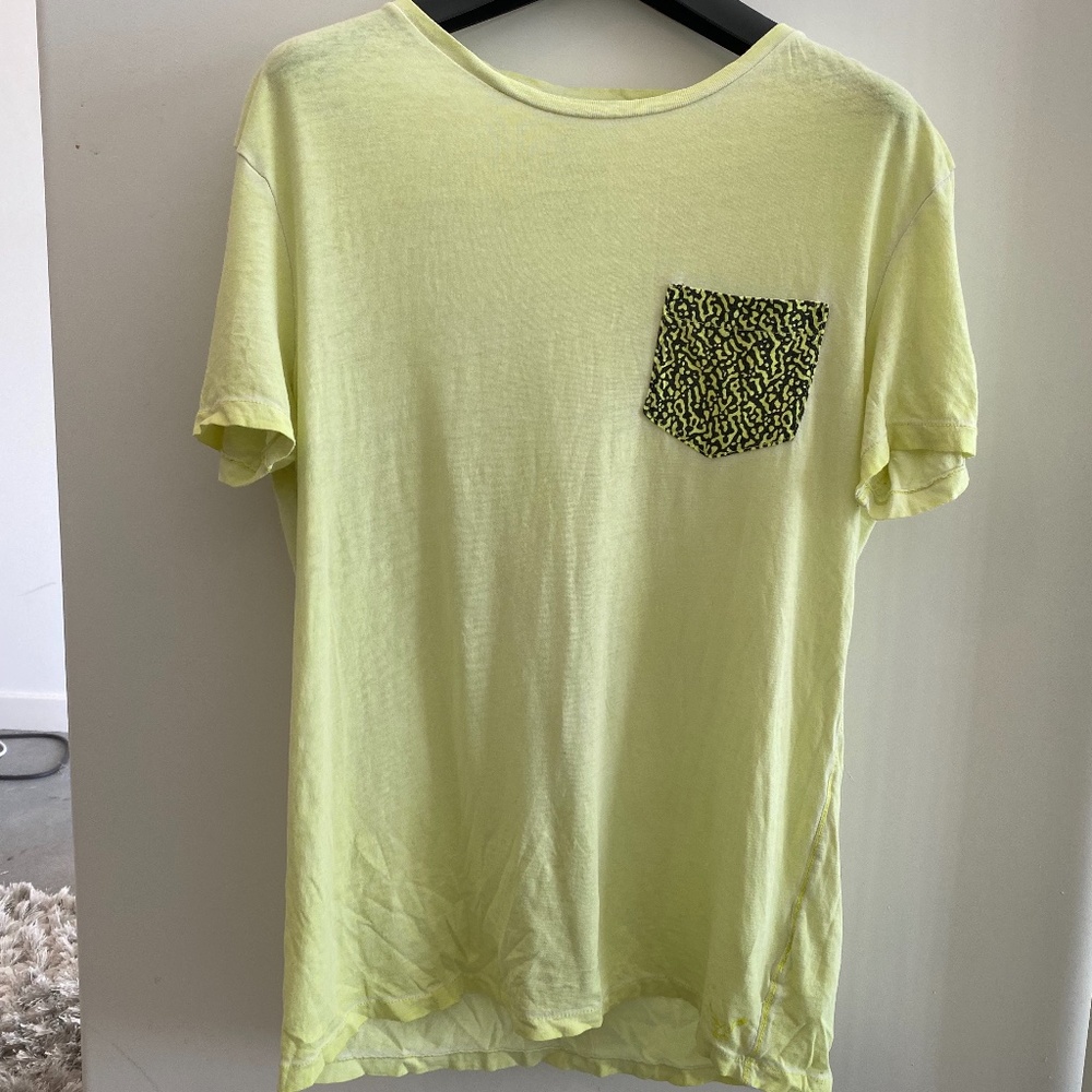 American Eagle Yellow Fun Short Sleeve T-Shirt with Pocket